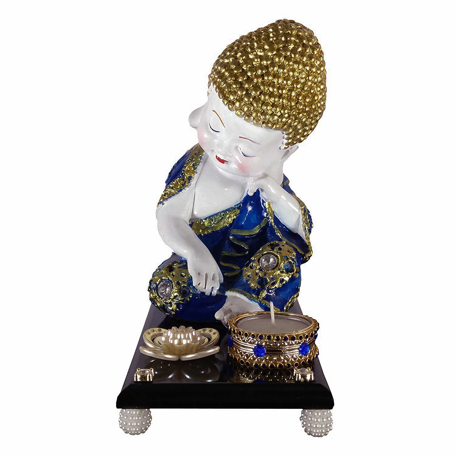 Blue Baby Buddha Statue With Tray